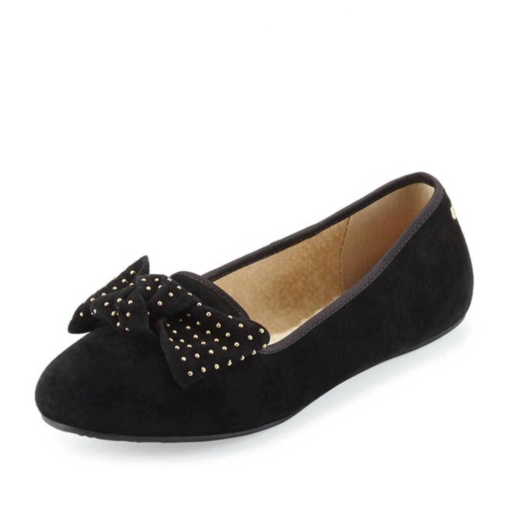 UGG Black Flats with Gold Studded Bow